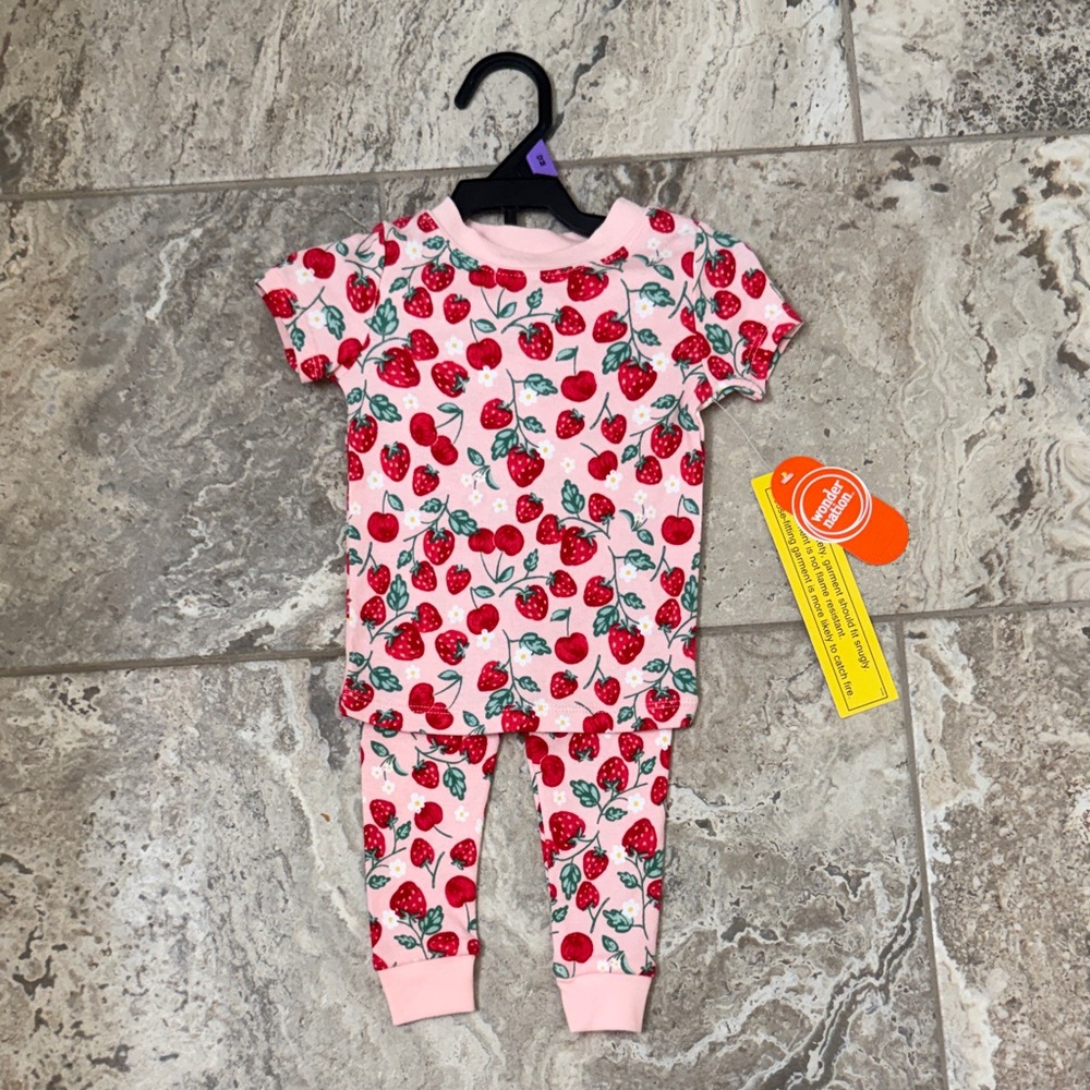 NWT Size 12M Wonder Nation Strawberry Print Pajama Set